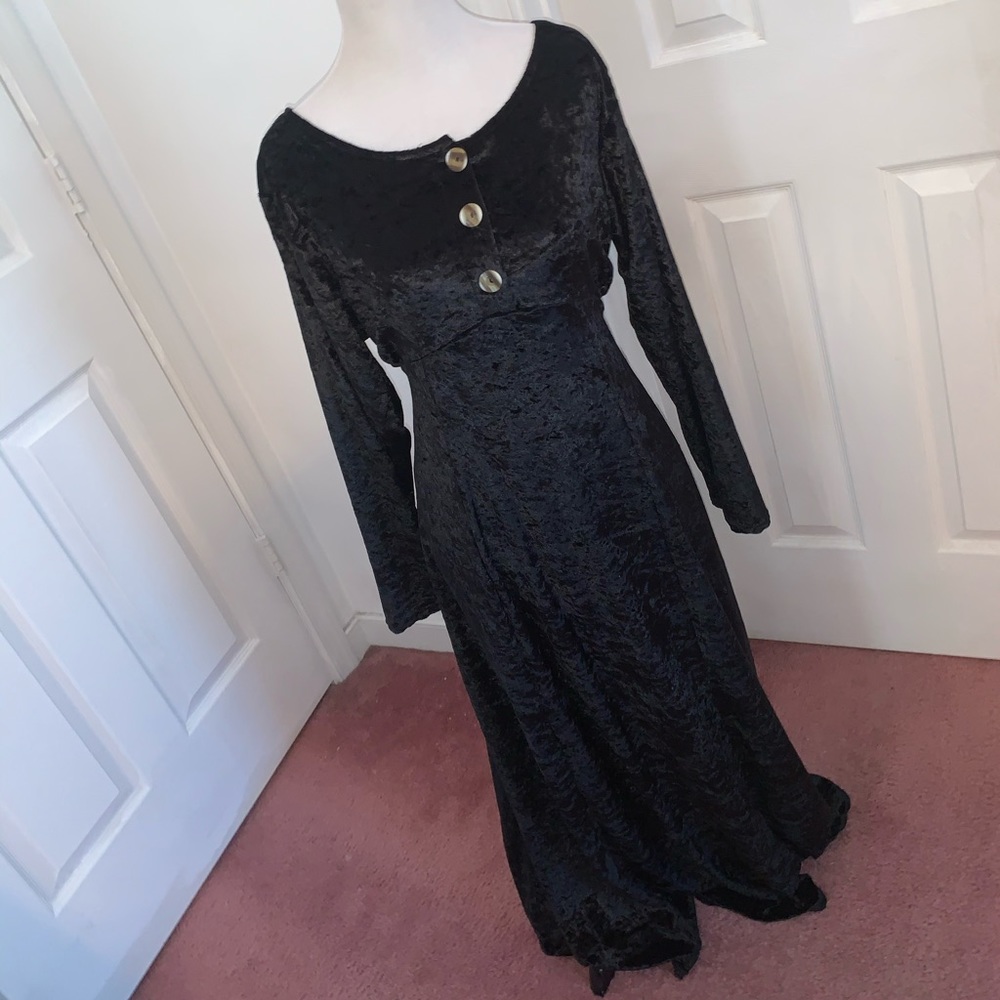 Black velvet maxi dress